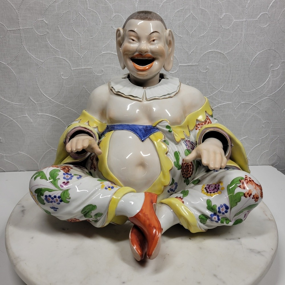 Dresden Porcelain Chinese Moving Buddha Nodder Wiggling Pagoda Porcelain Signed
